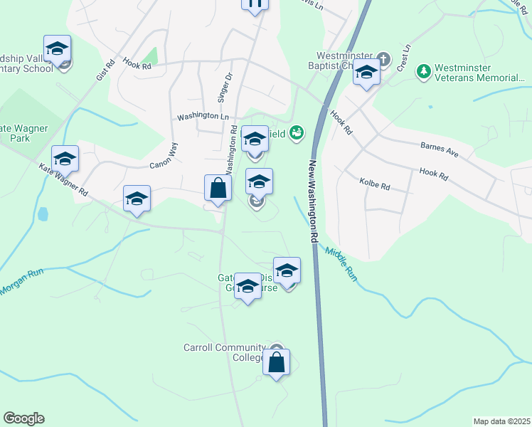 map of restaurants, bars, coffee shops, grocery stores, and more near 1229 Washington Road in Westminster