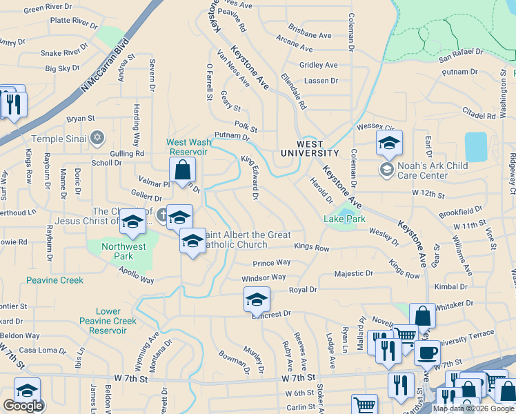 map of restaurants, bars, coffee shops, grocery stores, and more near 1935 Prince Charles Court in Reno