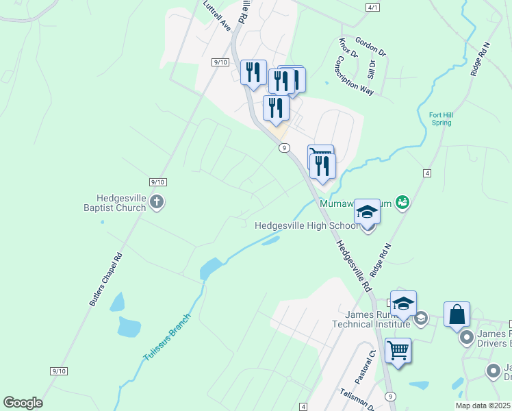map of restaurants, bars, coffee shops, grocery stores, and more near 3825 Hedgesville Road in Martinsburg