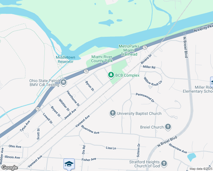 map of restaurants, bars, coffee shops, grocery stores, and more near 4204 Jewell Avenue in Middletown