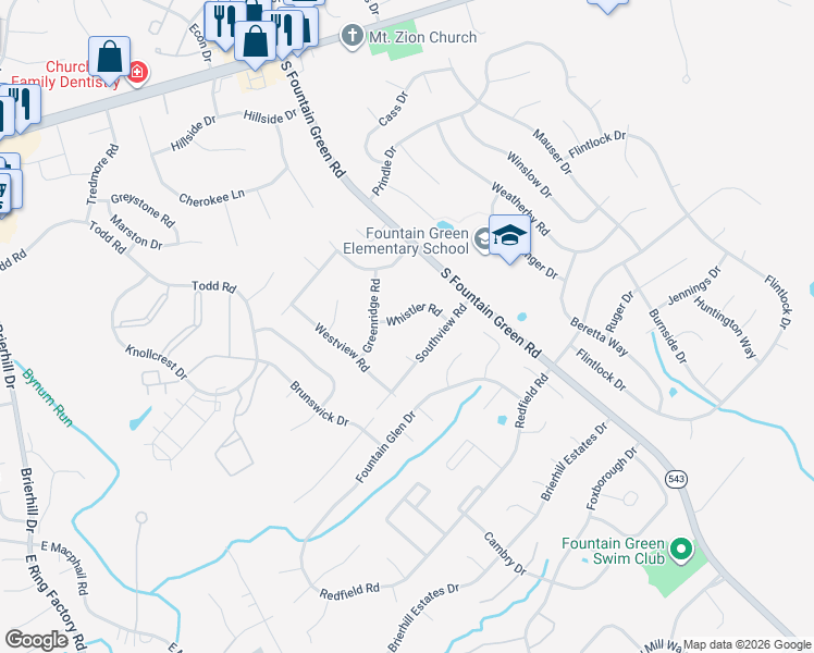 map of restaurants, bars, coffee shops, grocery stores, and more near 1507 Whistler Road in Bel Air