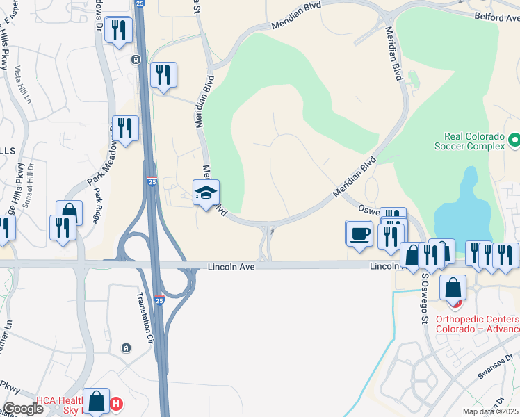 map of restaurants, bars, coffee shops, grocery stores, and more near 9785 Maroon Circle in Englewood