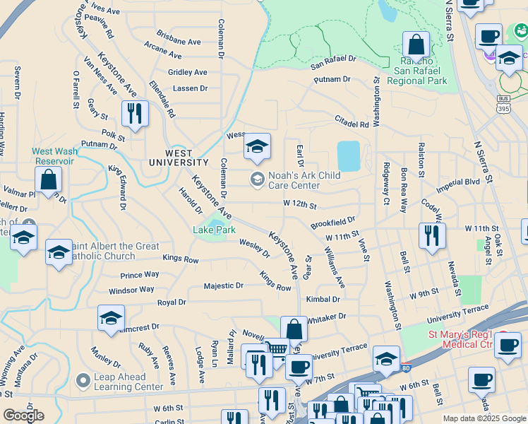 map of restaurants, bars, coffee shops, grocery stores, and more near 1340 Williams Circle in Reno