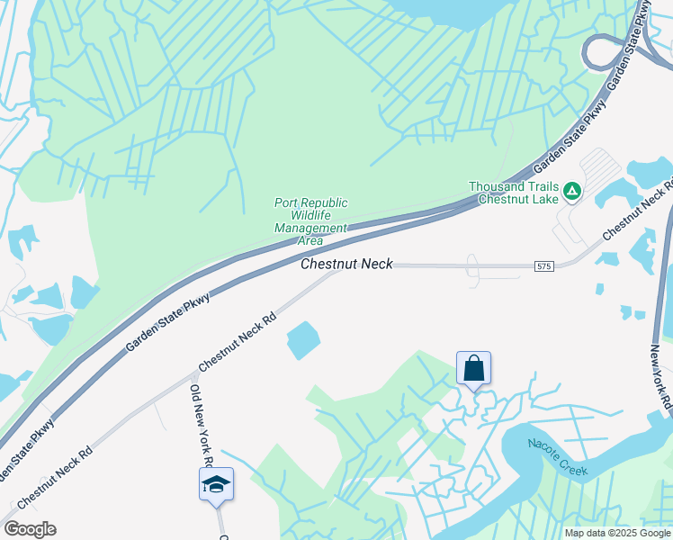 map of restaurants, bars, coffee shops, grocery stores, and more near 500 Chestnut Neck Road in Port Republic
