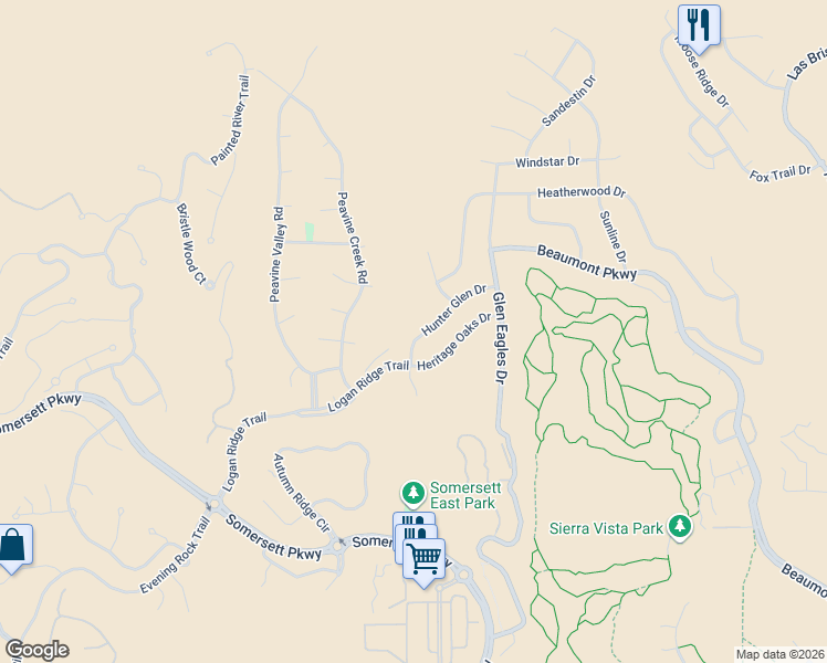 map of restaurants, bars, coffee shops, grocery stores, and more near 7470 Hunter Glen Drive in Reno