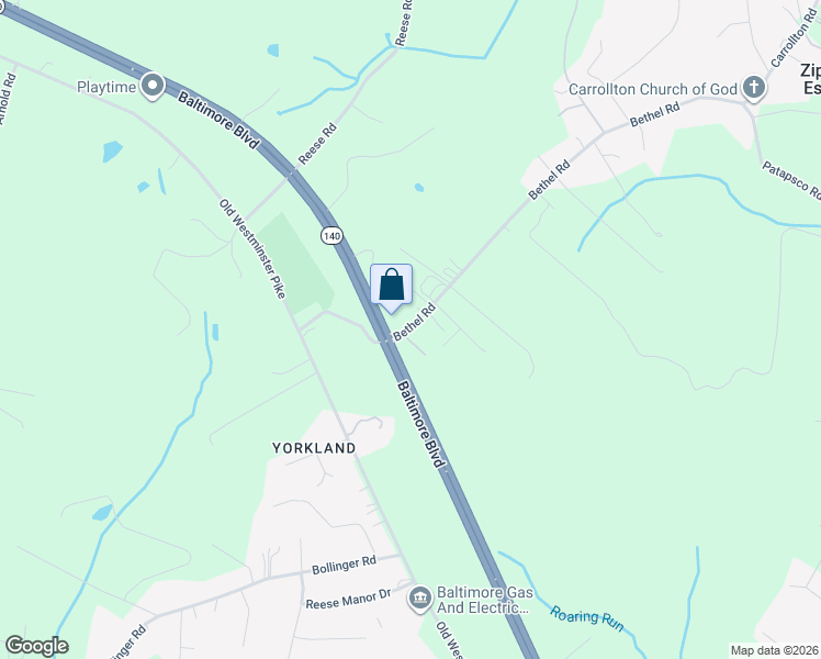 map of restaurants, bars, coffee shops, grocery stores, and more near 1915 Bethel Road in Finksburg