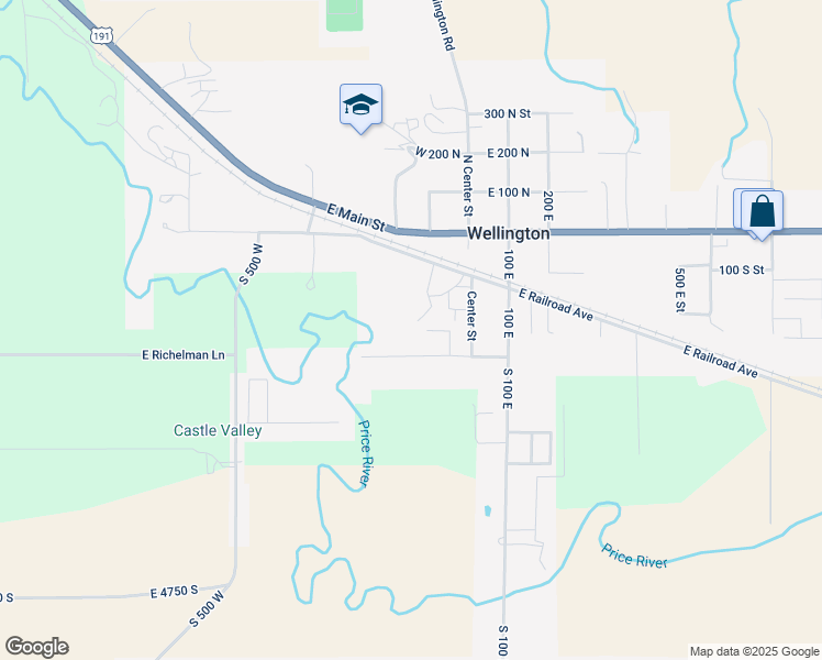 map of restaurants, bars, coffee shops, grocery stores, and more near 104 East Richelman Lane in Wellington