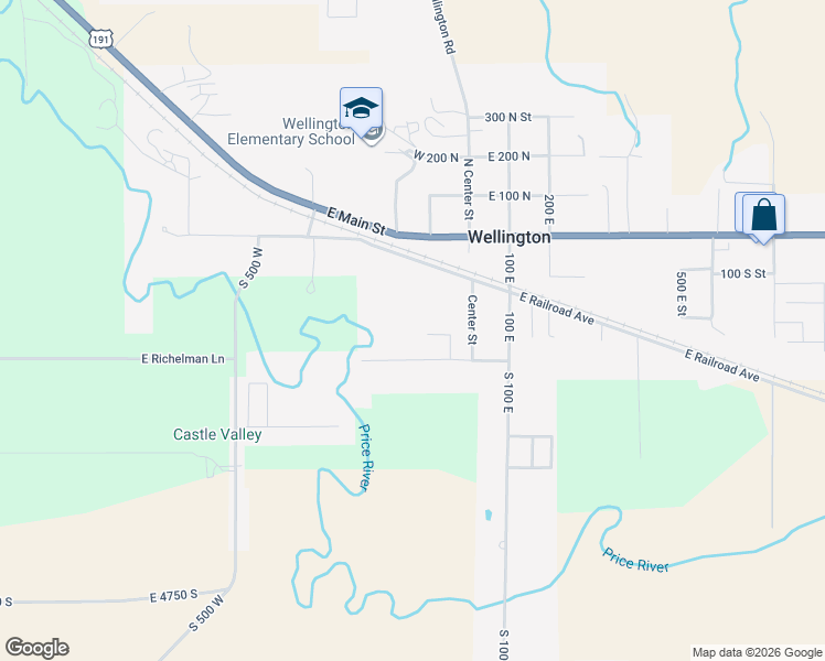map of restaurants, bars, coffee shops, grocery stores, and more near 106 East Richelman Lane in Wellington