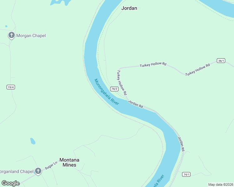 map of restaurants, bars, coffee shops, grocery stores, and more near Mon River Trail South in Rivesville