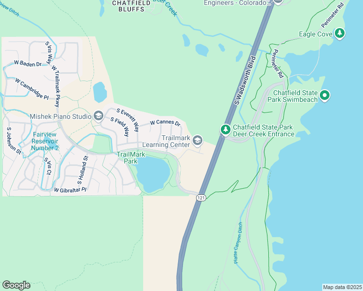 map of restaurants, bars, coffee shops, grocery stores, and more near 8532 West Eden Drive in Littleton