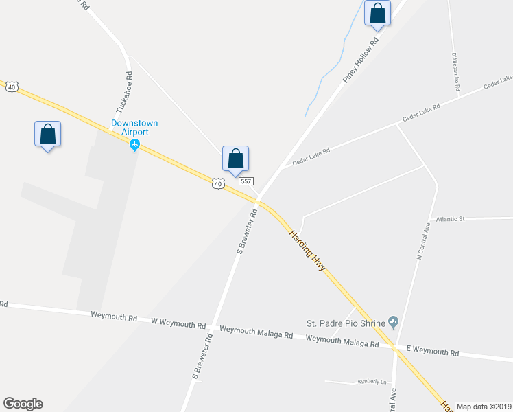 map of restaurants, bars, coffee shops, grocery stores, and more near 165 South Brewster Road in Vineland