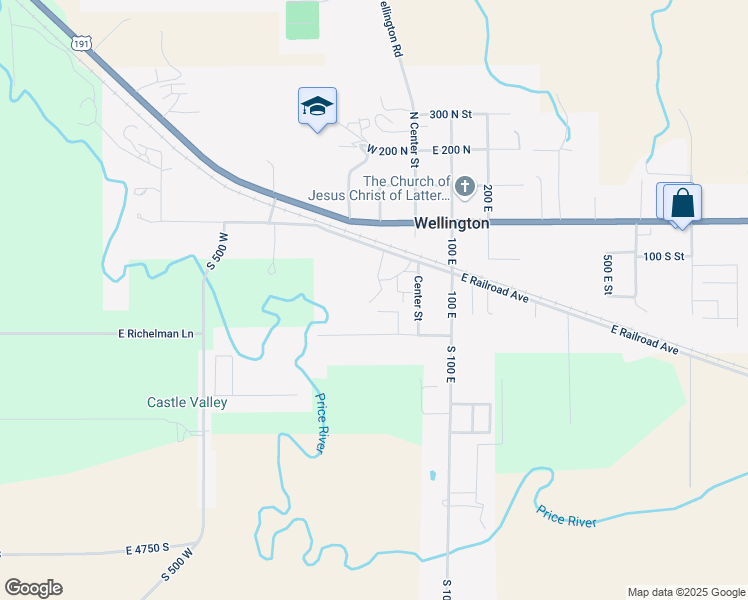 map of restaurants, bars, coffee shops, grocery stores, and more near 104 East Richelman Lane in Wellington