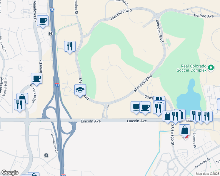 map of restaurants, bars, coffee shops, grocery stores, and more near 9754 Maroon Circle in Englewood