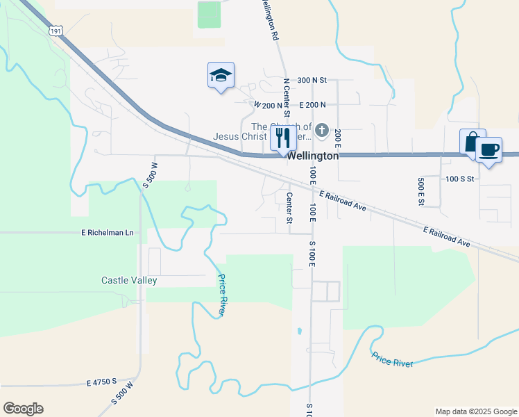 map of restaurants, bars, coffee shops, grocery stores, and more near 104 East Richelman Lane in Wellington