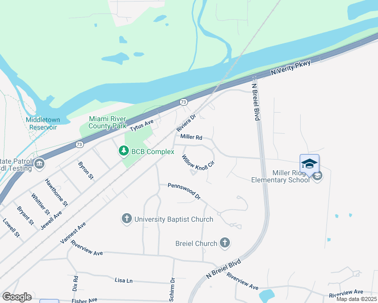 map of restaurants, bars, coffee shops, grocery stores, and more near 4400 Vannest Avenue in Middletown