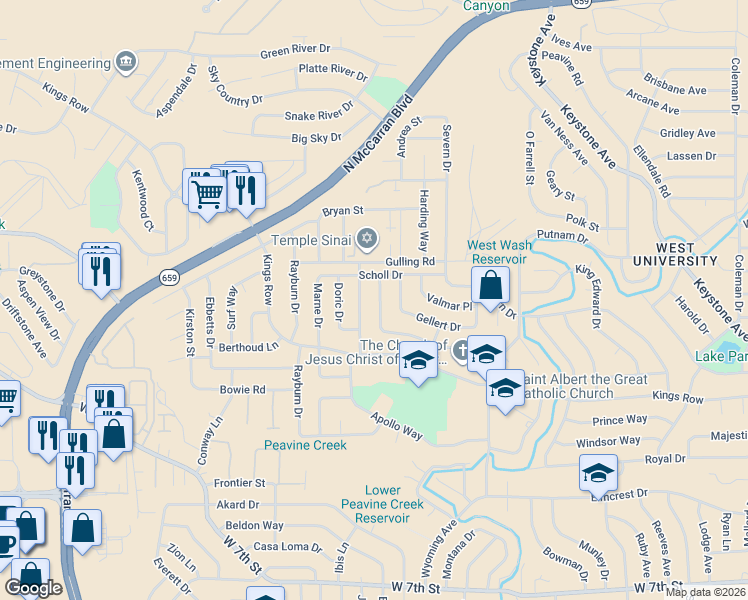 map of restaurants, bars, coffee shops, grocery stores, and more near 1455 Exeter Way in Reno