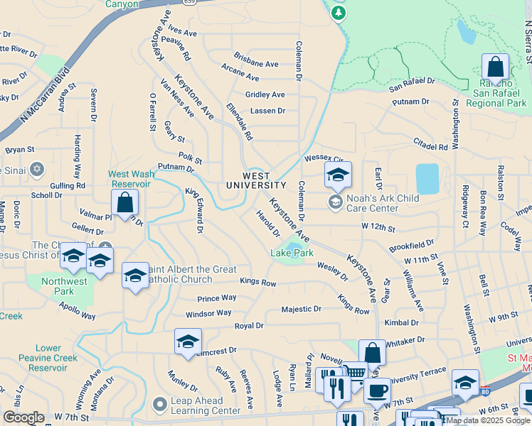 map of restaurants, bars, coffee shops, grocery stores, and more near 1740 Harold Drive in Reno