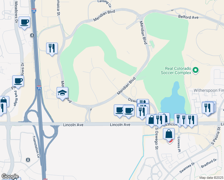 map of restaurants, bars, coffee shops, grocery stores, and more near 9540 Maroon Circle in Englewood