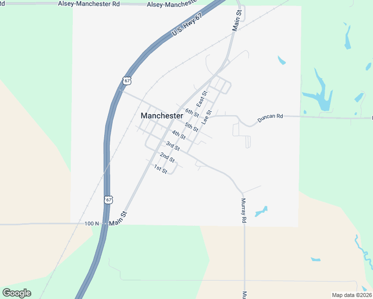 map of restaurants, bars, coffee shops, grocery stores, and more near 1-399 Lee Street in Roodhouse