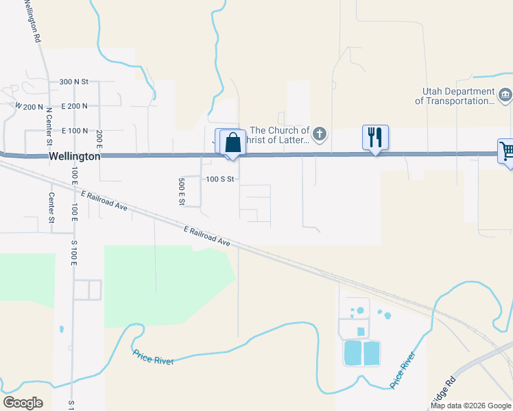 map of restaurants, bars, coffee shops, grocery stores, and more near 749 Ash Street in Wellington