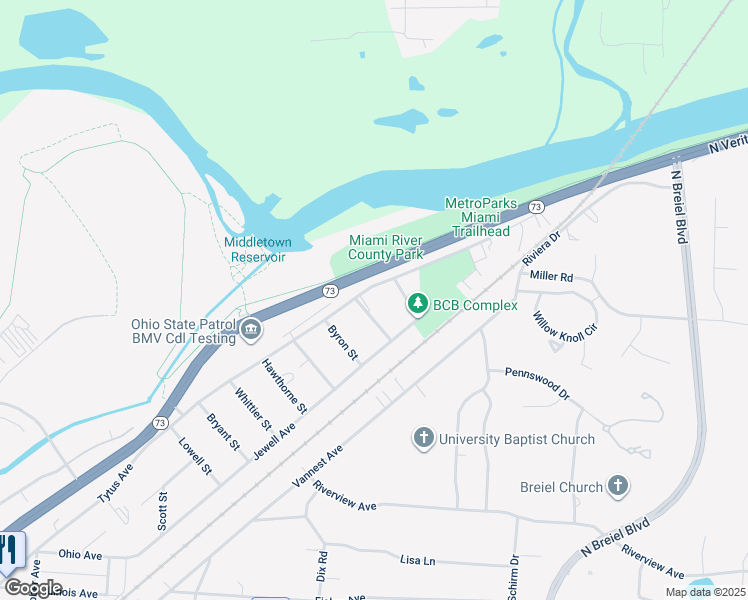 map of restaurants, bars, coffee shops, grocery stores, and more near 4104 Tytus Avenue in Middletown