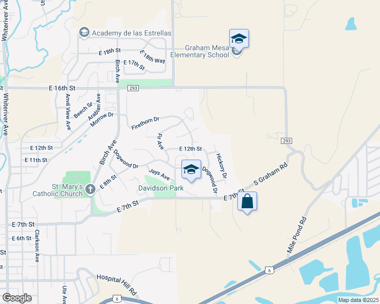 map of restaurants, bars, coffee shops, grocery stores, and more near 1509 East 12th Street in Rifle