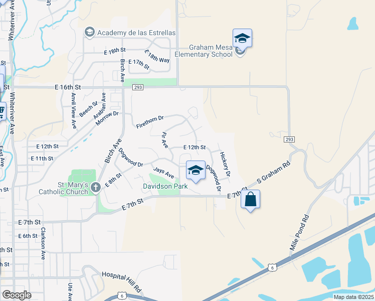 map of restaurants, bars, coffee shops, grocery stores, and more near 1509 East 12th Street in Rifle