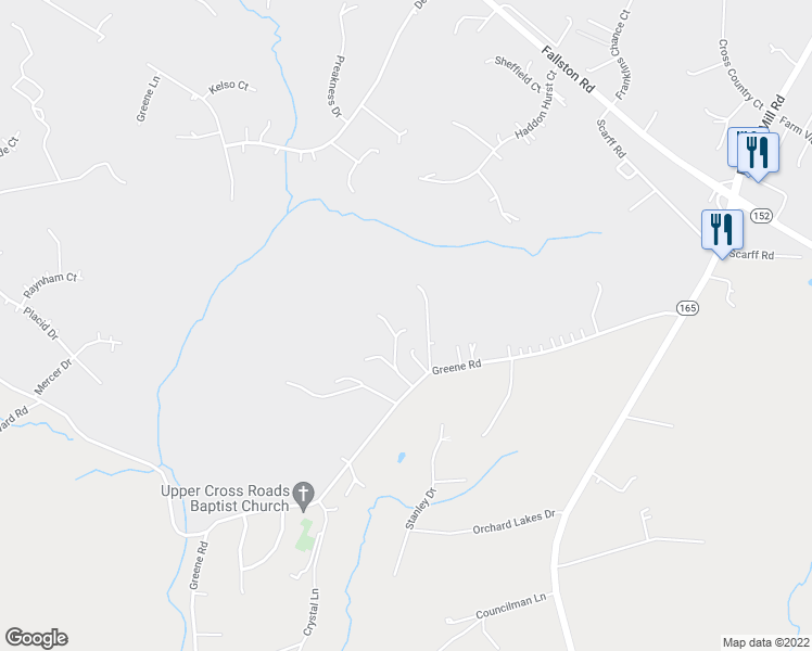 map of restaurants, bars, coffee shops, grocery stores, and more near 2618 Greene Road in Baldwin