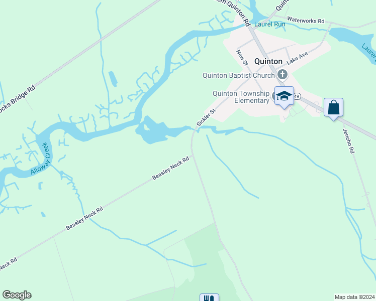 map of restaurants, bars, coffee shops, grocery stores, and more near 2 Beasley Neck Road in Salem