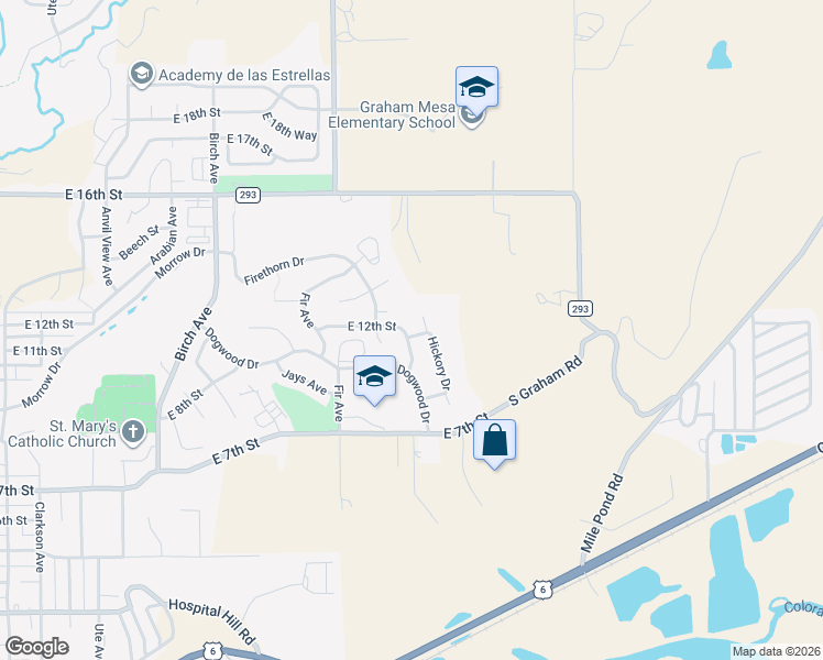 map of restaurants, bars, coffee shops, grocery stores, and more near 1545 East 12th Street in Rifle