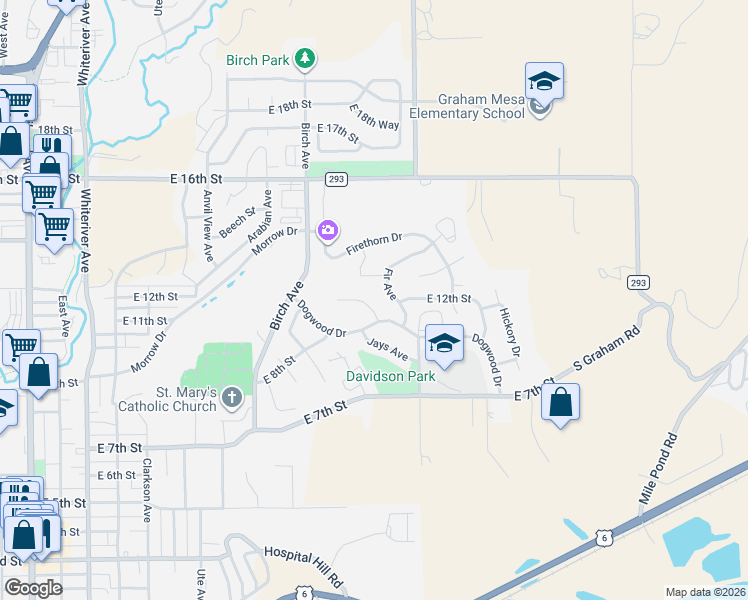 map of restaurants, bars, coffee shops, grocery stores, and more near 917 Edelweiss Court in Rifle