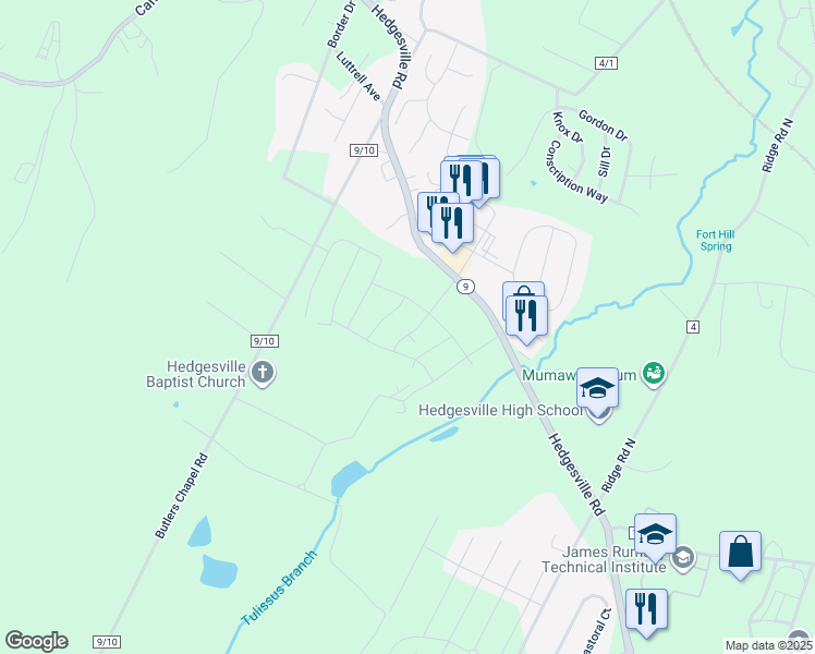 map of restaurants, bars, coffee shops, grocery stores, and more near 148 Perdiz Road in Hedgesville