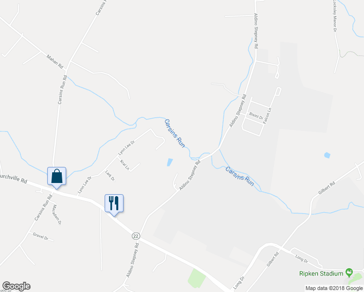 map of restaurants, bars, coffee shops, grocery stores, and more near 822 Aldino Stepney Road in Aberdeen