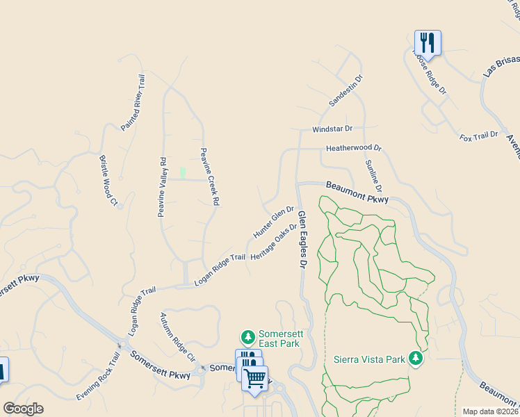map of restaurants, bars, coffee shops, grocery stores, and more near 2525 Whitney Oaks Lane in Reno