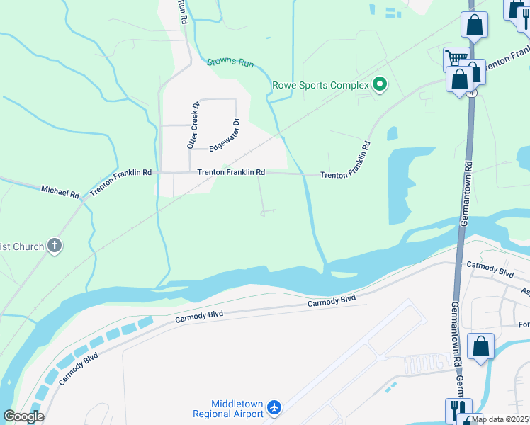 map of restaurants, bars, coffee shops, grocery stores, and more near 6359 Trenton Franklin Road in Middletown