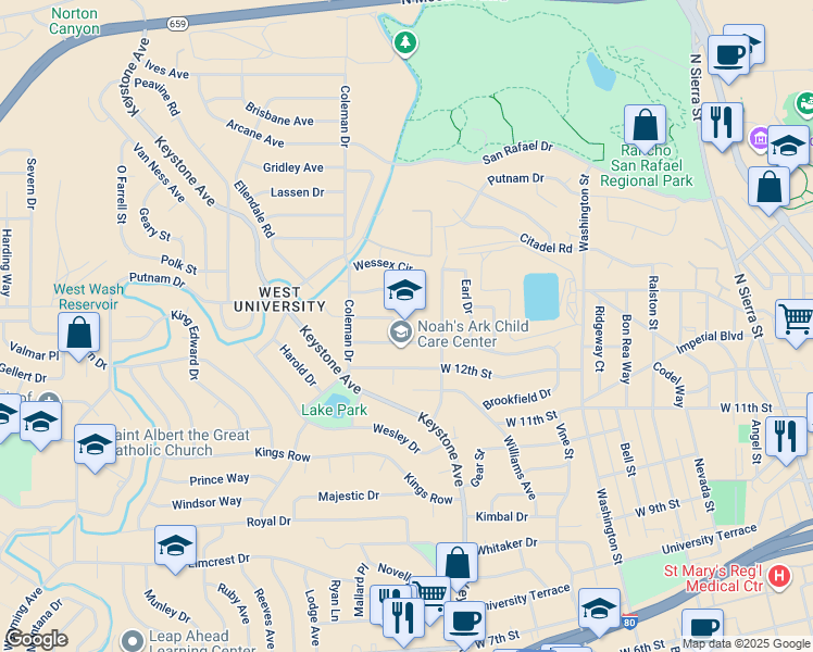 map of restaurants, bars, coffee shops, grocery stores, and more near 1601 Grandview Avenue in Reno