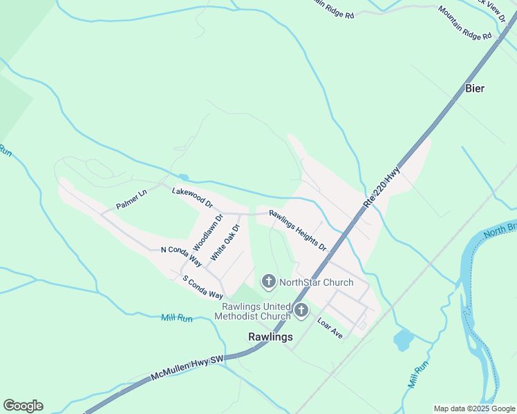 map of restaurants, bars, coffee shops, grocery stores, and more near 16217 Rawlings Heights Drive in Rawlings