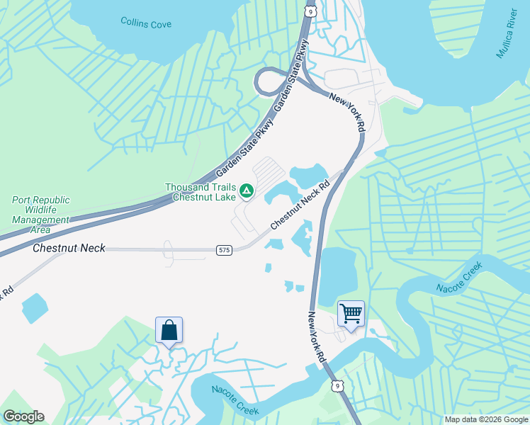 map of restaurants, bars, coffee shops, grocery stores, and more near 631 Chestnut Neck Road in Port Republic