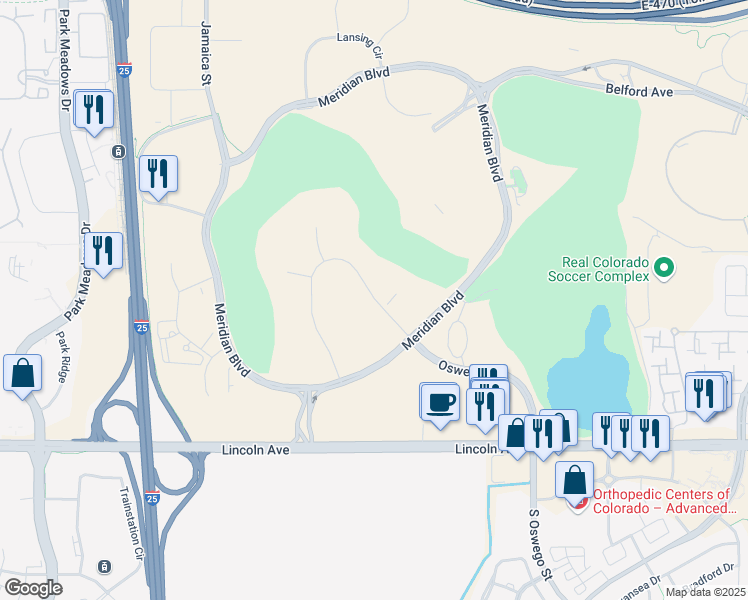 map of restaurants, bars, coffee shops, grocery stores, and more near 9540 Maroon Circle in Englewood