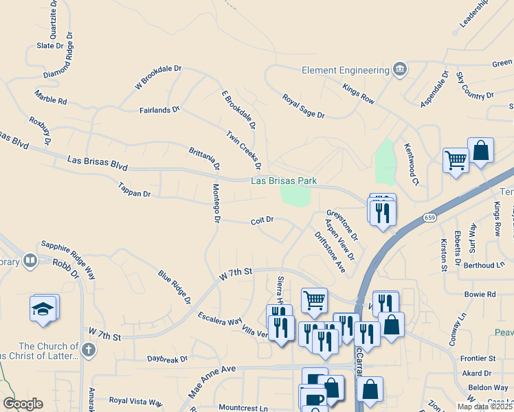 map of restaurants, bars, coffee shops, grocery stores, and more near 5294 Tappan Ct in Reno