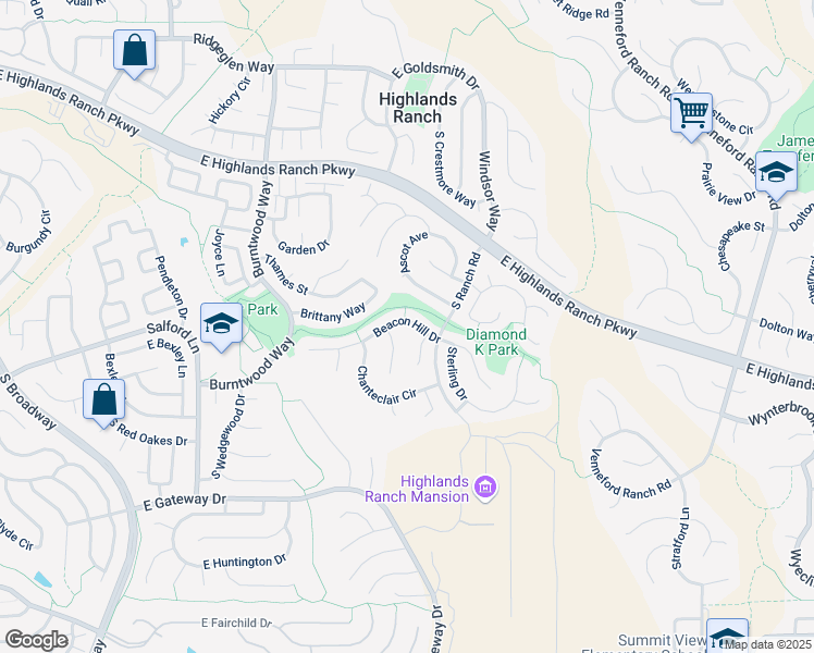 map of restaurants, bars, coffee shops, grocery stores, and more near 1292 Beacon Hill Drive in Littleton