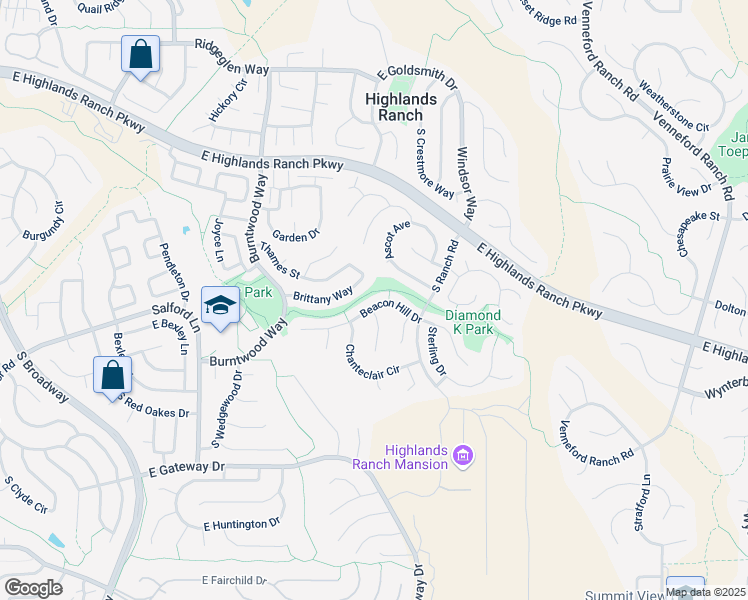 map of restaurants, bars, coffee shops, grocery stores, and more near 1292 Beacon Hill Drive in Littleton