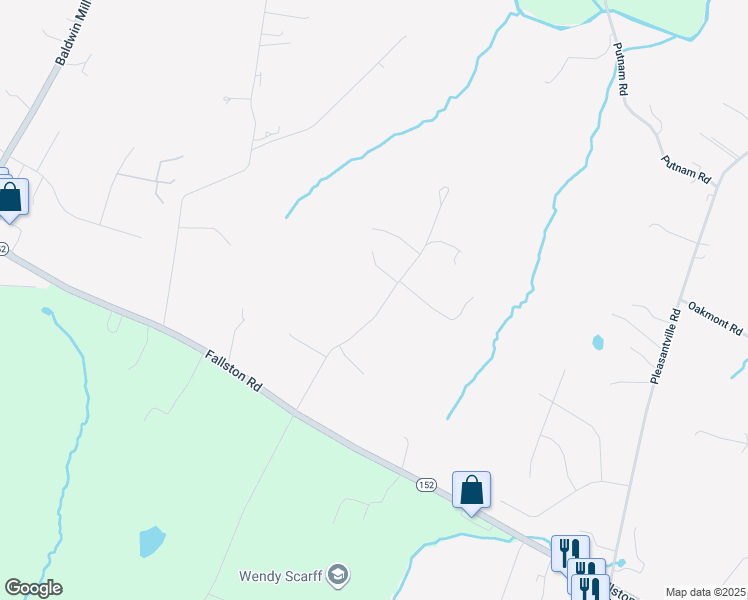 map of restaurants, bars, coffee shops, grocery stores, and more near 2326 Willow Vale Drive in Fallston