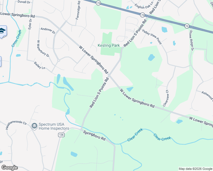 map of restaurants, bars, coffee shops, grocery stores, and more near 6940 Red Lion 5 Points Road in Lebanon