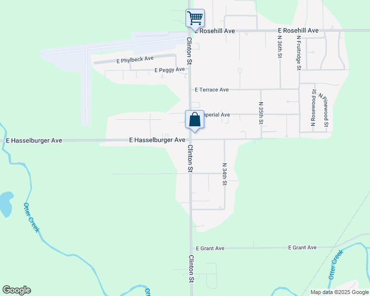 map of restaurants, bars, coffee shops, grocery stores, and more near 6230 North Clinton Street in Terre Haute