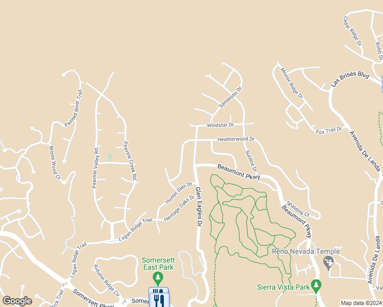 map of restaurants, bars, coffee shops, grocery stores, and more near 2655 Glen Eagles Drive in Reno