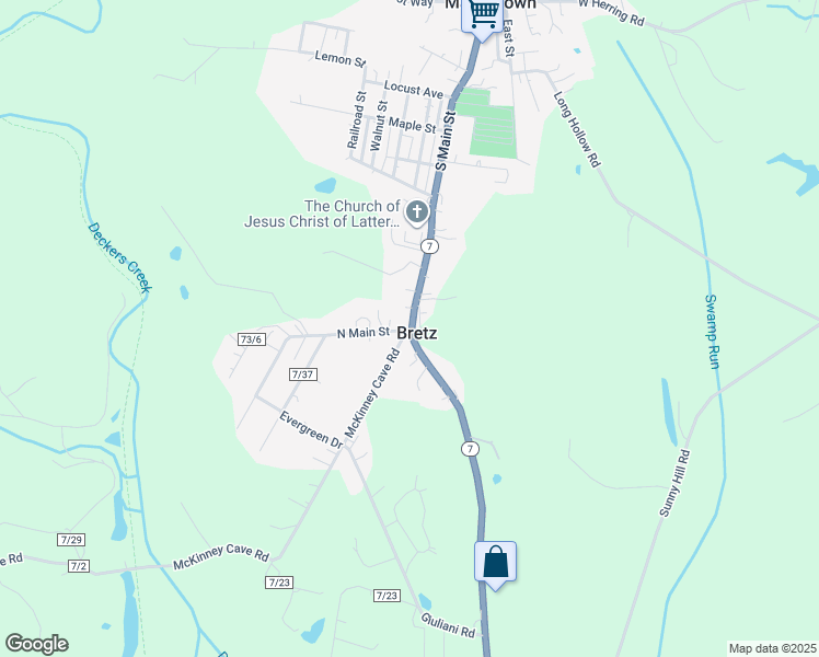 map of restaurants, bars, coffee shops, grocery stores, and more near in Bretz