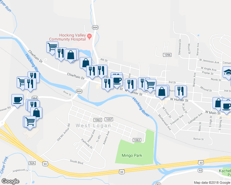map of restaurants, bars, coffee shops, grocery stores, and more near 199 Riff Avenue in Logan