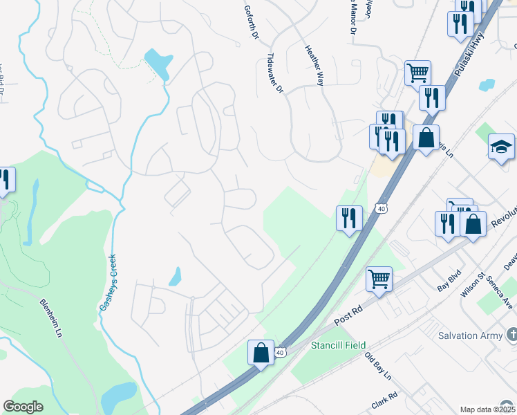 map of restaurants, bars, coffee shops, grocery stores, and more near 524 Dark Star Circle in Havre de Grace