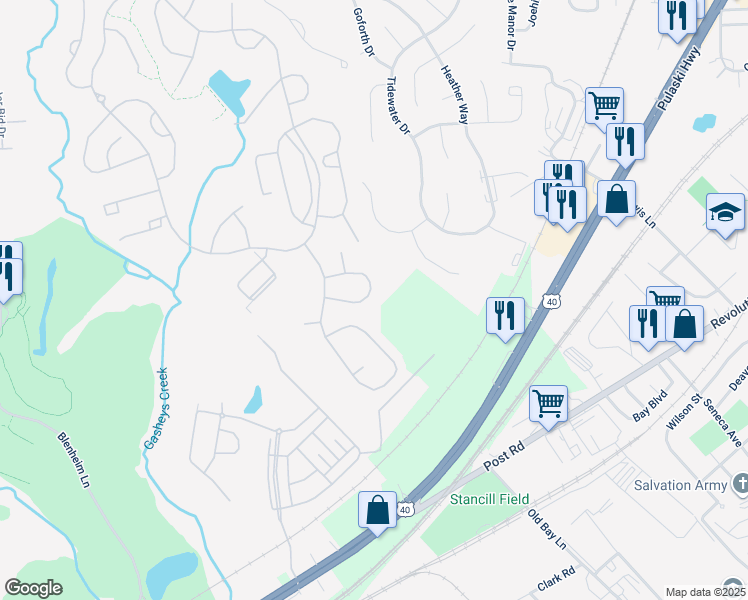 map of restaurants, bars, coffee shops, grocery stores, and more near 524 Dark Star Circle in Havre de Grace